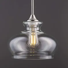 چراغ آویز شیشه ای به سبک صنعتی در برس نیکل |  اتسی