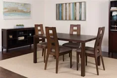 ست میز ناهار خوری چوبی اسپرسو Fullerton 5 Piece با صندلی های غذاخوری چوبی پشت پنجره - صندلی های بالشتک [ES-30-GG]