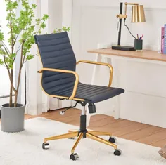 صندلی اداری LuxMod® Gold در چرم سفید وگان با دوام |  اتسی