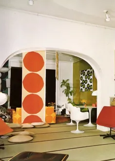 چکیده چاپ هندسی نارنجی ، قرمز یا زرد غروب خورشید به سبک مینیمالیستی دهه 1950