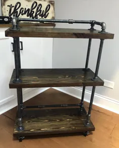 سبد نورد نوشیدنی صنعتی Carthouse Bar Cart |  اتسی