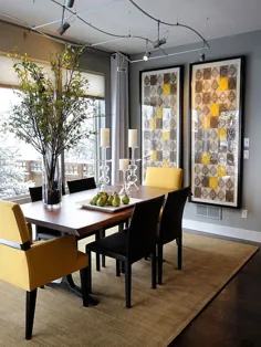 Trendy Color Duo: 20 اتاق ناهار خوری که به رنگ خاکستری و زرد ارائه می شوند