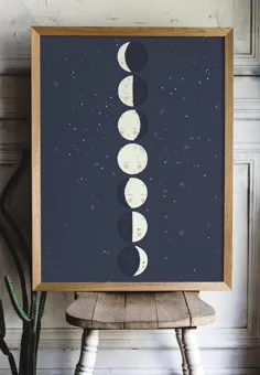 پرستار ناز کودک ماه |  پوستر شیرین فضایی |  اتاق بچه های نیروی دریایی |  هنرهای دیواری فازهای ماه |  آسمان شب قابل چاپ |  چاپ دیجیتال
