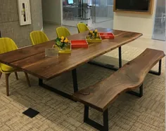 میز اتاق ناهارخوری فولاد صنعتی و چوب اصلاح شده 065 |  اتسی