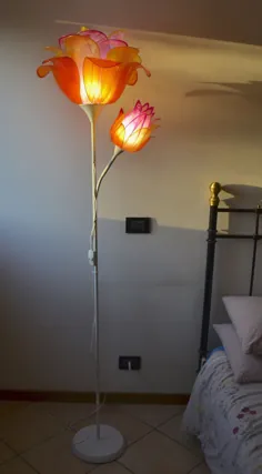 Floor Lamp Flower Double Light Red Sky Shades تک قطعه رزین هنر