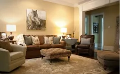 طراحی اتاق خانواده با کاناپه قهوه ای - 63143 ایده و عکس طراحی