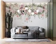 گلهای رز گلهای گل گلدوزی کاغذ دیواری روشن - Decorsmarket