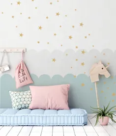 Decals Wall Stars، sars اندازه مخلوط، برچسب دیواری ستاره طلا، کاغذ دیواری ستاره