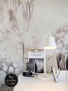 کاغذ دیواری متحرک سفید پرنعمت گل |  قابل جابجایی |  تقلید از بوم بافت - پوست و چوب - کاغذ اجاره ای - نقاشی # 59