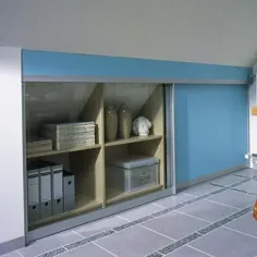 سازمان ذخیره سازی معاصر برای فضاهای کوچک زیر سقف شیب دار و پله ها