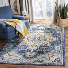 Safavieh Madison Blain 9 x 12 Blue / Blue Light Indoor Distract / Overdyed Bohemian / Eclectic Area فرش Lowes.com