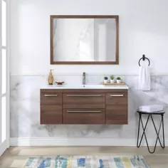 stufurhome Riley 48 in. حمام دیواری حمام در گردو با رزین غرور بالا به رنگ سفید با یک حوضچه سفید سفید-AC-7100WT-48 - انبار خانه