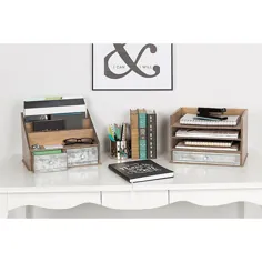 Kate And Laurel Industrious Desktop File Organizer File Brown (قهوه ای / نقره ای)