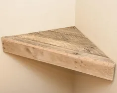 قفسه گوشه چوبی شناور قفسه دیواری چوبی اصلاح شده Rustic |  اتسی