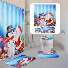 لیست جدید کریسمس آدم برفی چاپ سه بعدی حمام پرده دوش پرده توالت فرش مات ≛