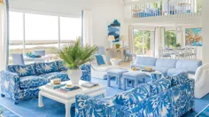 تور این خانه ساحلی خیره کننده آبی و سفید Lowcountry