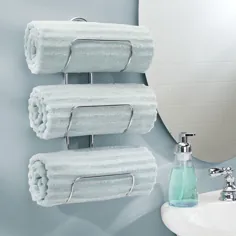 نگهدارنده حوله حمام حمام حمام 3 طبقه با رنگ سفید ، 5.3 "x 6.5" x 17.5 "، مجموعه 2 ، توسط mDesign