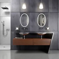 آینه حمام LED بیضی شکل Krugg 20 اینچ x 30 اینچ |  آینه غرور روشن شامل Dimmer & Defogger |  |  نصب عمودی یا افقی دیواری |