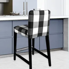 روکش صندلی چهارپایه صندلی بار IKEA ، چک بزرگ بوفالو چهارخانه مشکی