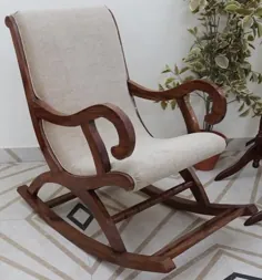 صندلی گهواره ای چوبی با پشت بالشتک