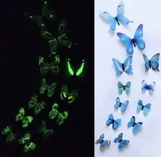درخشش آبی جدید 12 عددی در دکوراسیون دیوار نورانی پروانه های تیره