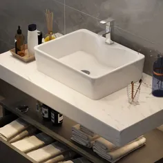 مدرن 36 "شناور دیواری مجهز به حمام تک حمام با روکش نقره ای مصنوعی و سینک ظرفشویی سفید و سیاه