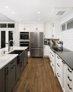 آشپزخانه مدرن و سفید و خاکستری