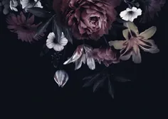 نقاشی دیواری کاغذ دیواری گل گلدان گل تیره