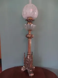 SUPERB ANTIQUE VICTORIAN CRANBERRY ACID ETCHED OAM LAMP SHADE 3 "FITTER