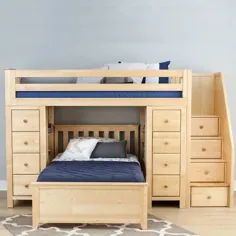 سه پست TM کودک و کودک Ayres Twin 12 کشو جامد تخت تختخواب سفری به شکل L با قفسه