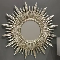 آینه دیواری Sunburst نقره ای گرد 89 x 89 سانتی متر