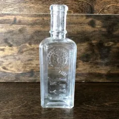 بطری داروی عتیقه ، 1890's U.P.T.  شرکت N.Y بطری شفاف ، مهر برجسته فیل ، شیشه جمع آوری پرنعمت