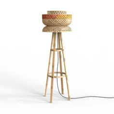 MIANZI LOTUS Bamboo Floor Licker Wicker Light دست ساز Minimal Bohemian Shaved Ambient Shade for Living