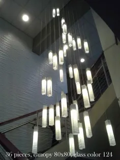 روشنایی راه پله بزرگ لوستر سرسرای مدرن.  نور معاصر Art Glass ، چراغ سقفی مدرن برای فضاهای سقف بلند