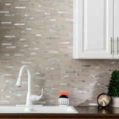 ابعاد 11.75 اینچ در 12 اینچ. فلز و کامپوزیت لایه برداری و استیک Backsplash در Biscuit-AC000 - انبار خانه