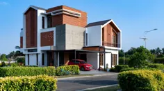 دیوارهای سفید و آجر نمایان برجسته طراحی این خانه بنگلور است