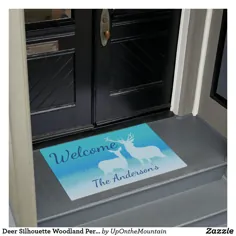 Deer Silhouette Woodland Doormat خوش آمدید شخصی |  Zazzle.com