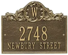 پلاک آدرس فلزی بازیگران با مونوگرام آدرس و نام خیابان شما را نشان می دهد - علامت شماره خانه سفارشی Comfort House # P2556