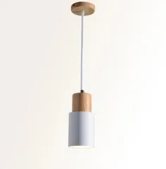 چراغ آویز پایه چوبی نوردیک طراح - سفید / بدون لامپ