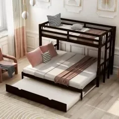 Harper & Bright Designs Espresso Twin Over Twin / King Bunk Bed with Trundle-SM000201AAP - انبار خانه