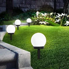 چراغ های خورشیدی INCX در فضای باز ، چراغ خورشیدی با 8 بسته LED چراغ باغی ضد آب برای حیاط پاسیو پیاده رو منظره داخل زمین پیاده روی مسیر سفید سفید