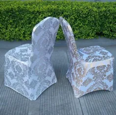 جلد صندلی اسپندکس چاپ گل گلدار / نقره ای جشن عروسی جشن عروسی |  eBay