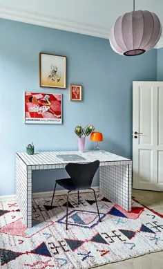 kitchen آشپزخانه صورتی و نقاشی های جالب: آپارتمان روشن در کپنهاگ ◾ عکس ◾ ایده ها طراحی