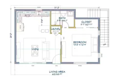 602 فوت مربع |  طرح های طراحی یک خانه 1 تخته 1 حمام با سقف |  فایلهای PDF & DWG |  بارگیری فوری