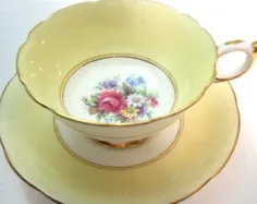 فنجان چای پاراگون و نعلبکی فنجان و نعلبکی چای زرد روشن |  اتسی