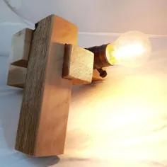 میز چراغ رومیزی مدرن Rustic Lamp Cedar Light Vintage |  اتسی