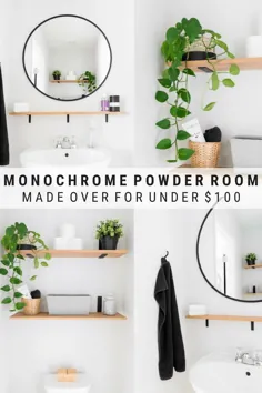 ایده های تزیین اتاق پودر کوچک: به روزرسانی مدرن نیم حمام با 100 دلار