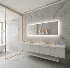 IBMirror - آینه حمام روشن مدرن - حمام با نور پس زمینه