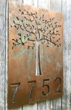 Schöne moderne Metall Baum Adresse Zeichen |  اتسی