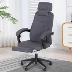 صندلی اداری ارگونومیک ، پشتی قابل تنظیم با صندلی های پایه و سر میز با صندلی های تکیه دار و پشتیبانی کمر ، خاکستری تیره
